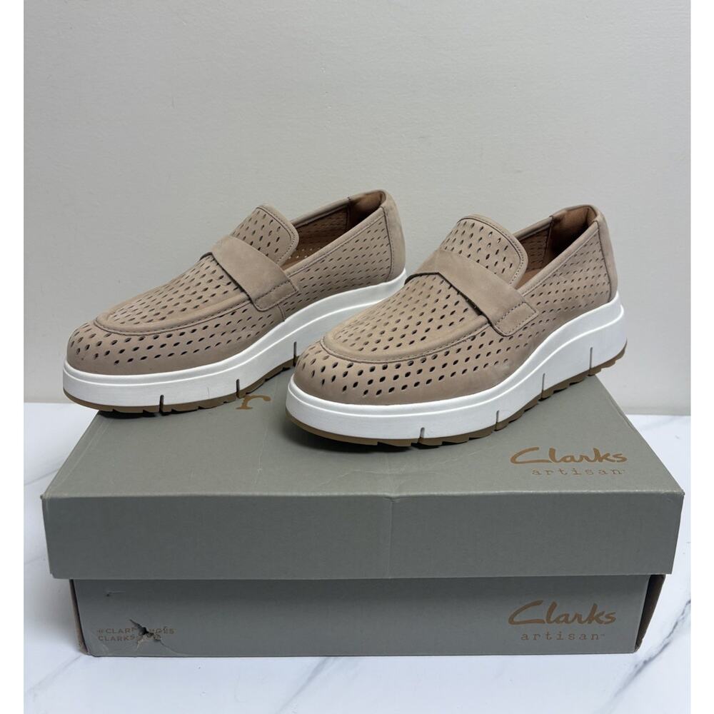 Clarks Artisan Womens Leather Platform Loafers Tan Sporty Comfort Size 8 - Picture 3 of 11
